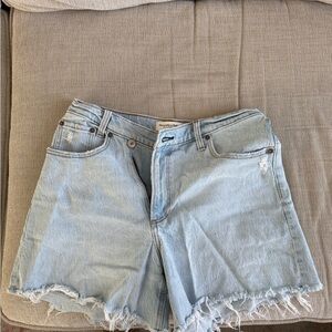 Abercrombie & Fitch Curve Love Light Wash Denim Cutoff Shorts
